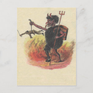 Krampus bestraft Erwachsene Postkarte