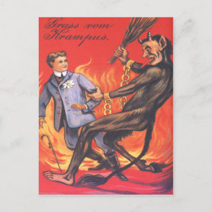 Krampus bestraft Erwachsene Postkarte