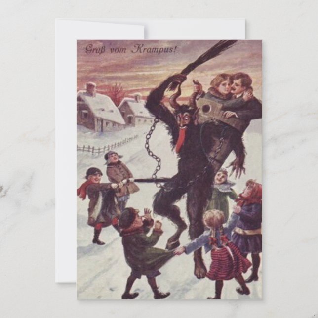 Krampus bestraft Kinder Schnee (Vorderseite)
