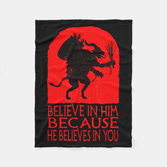 Krampus Christmas Believe In Him Occult Y Folklore Fleecedecke (Vorderseite)