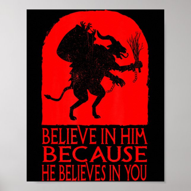 Krampus Christmas Believe In Him Occult Y Folklore Poster (Vorne)