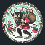 Krampus Christmas Runder Aufkleber<br><div class="desc">"Krampusweihnachtsfest" ist zu einer humorvollen und freudlosen Drehung bei den traditionellen Feierlichkeiten geworden. Diese dunklere Seite der Saison umarmt die Folklore von Krampus, einem mythischen Wesen aus den Alpentraditionen, das sich mit den üblichen fröhlichen Urlaubsszenarien abhebt. Krampus Weihnachten Spaß bringt Weihnachten und Weihnachten spielerisch in den Vordergrund und verleiht den...</div>