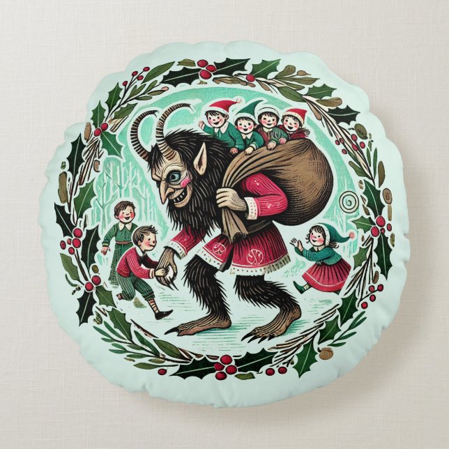 Krampus Christmas Rundes Kissen (Vorderseite)