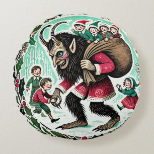 Krampus Christmas Rundes Kissen