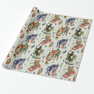 Krampus Collage Wrapping Paper Geschenkpapier