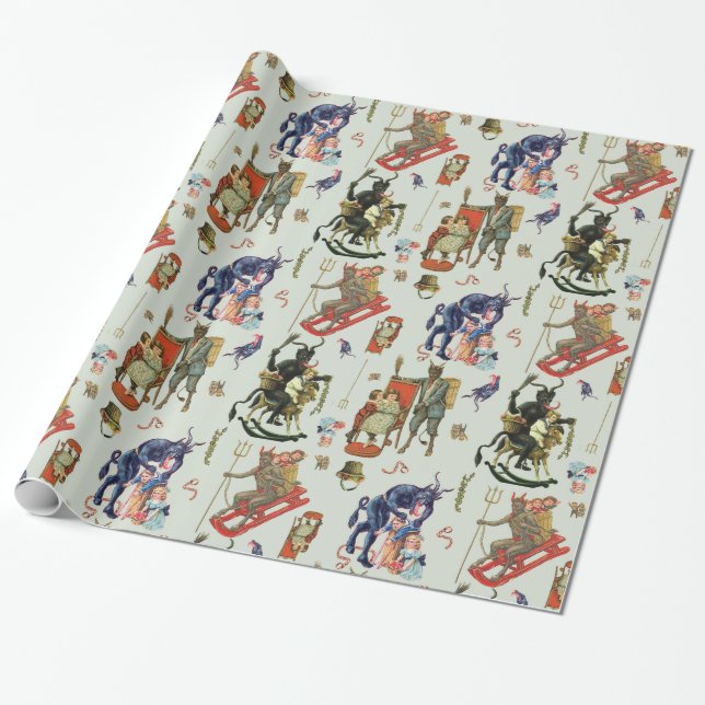 Krampus Collage Wrapping Paper Geschenkpapier (Ungerollt)