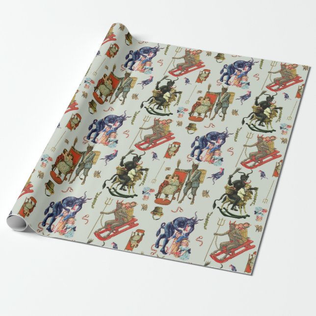 Krampus Collage Wrapping Paper Geschenkpapier (Ungerollt)