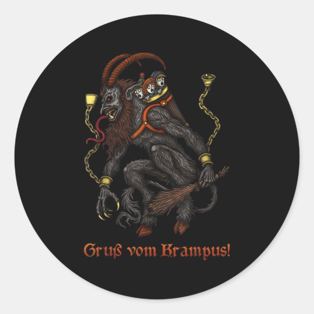 Krampus Dark Christmas Merry Krampus Holiday Horro Runder Aufkleber (Vorderseite)