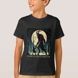 Krampus Dunkler Winterurlaub, der in einem Winter T-Shirt