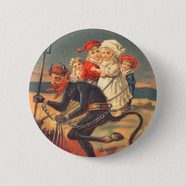 Krampus entführt Kinder Button (Vorderseite)