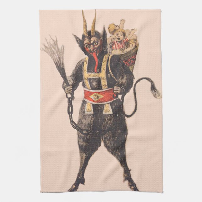 Krampus entführt Kinder mit der Rute Handtuch (Vertikal)