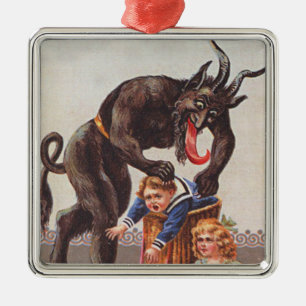 Krampus entführt Kinder Ornament Aus Metall