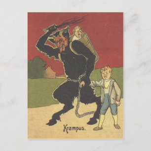 Krampus entführt Kinder Postkarte