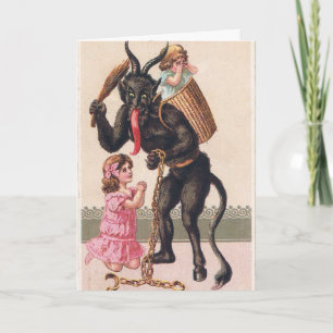 Krampus entführt Kinder Vintage-Feiertags-Weihnach Feiertagskarte
