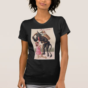 Krampus erschreckt Mädchen Vintage-Feiertag Weihna T-Shirt