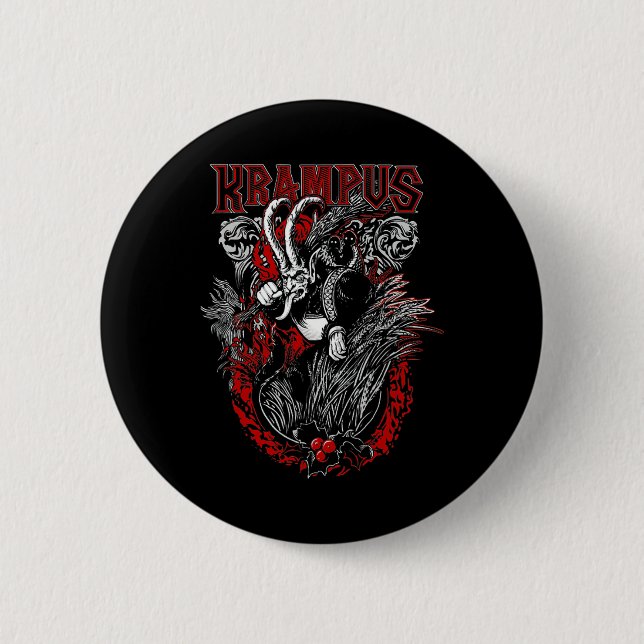 Krampus Frohe Weihnachtsfeiertage Weihnachten Horr Button (Vorderseite)