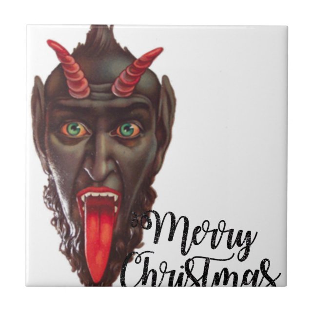 Krampus fröhliche Weihnachten Fliese (Vorderseite)