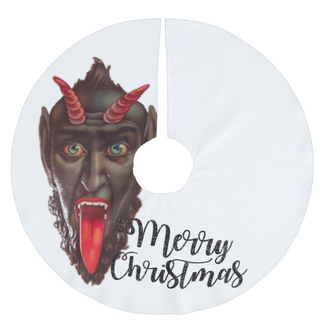 Krampus fröhlicher Weihnachtsbaumrock Polyester Weihnachtsbaumdecke (Vorderseite)