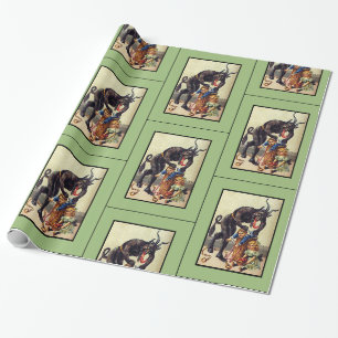 Krampus-Geschenkpapier grün Geschenkpapier