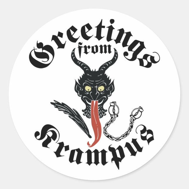 Krampus Greetings Runder Aufkleber (Vorderseite)