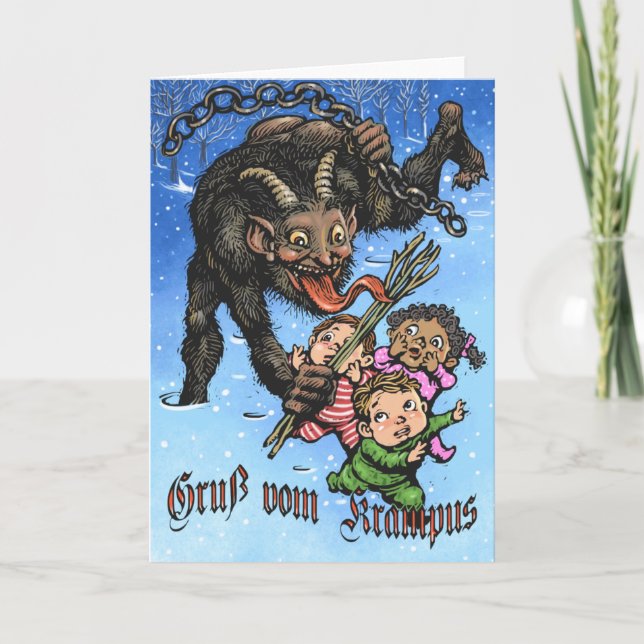 Krampus Grußkarte Feiertagskarte (Vorderseite)