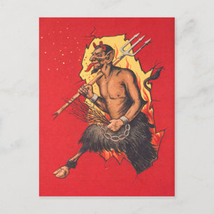 Krampus Heugabel Gerte Postkarte