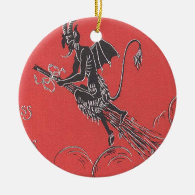 Krampus im Zimmer Keramikornament (Vorne)