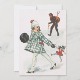 Krampus jagen ein kleines Mädchen mit Puppe