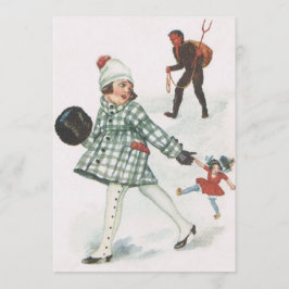 Krampus jagen ein kleines Mädchen mit Puppe