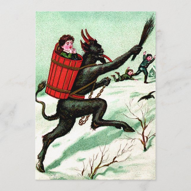 Krampus jagen schlechten Kindern Winterschnee (Vorderseite)