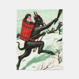 Krampus jagen schlechten Kindern Winterschnee Fleecedecke