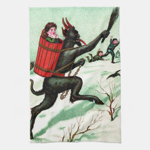 Krampus jagen schlechten Kindern Winterschnee Handtuch