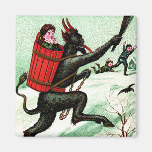 Krampus jagen schlechten Kindern Winterschnee Magnet