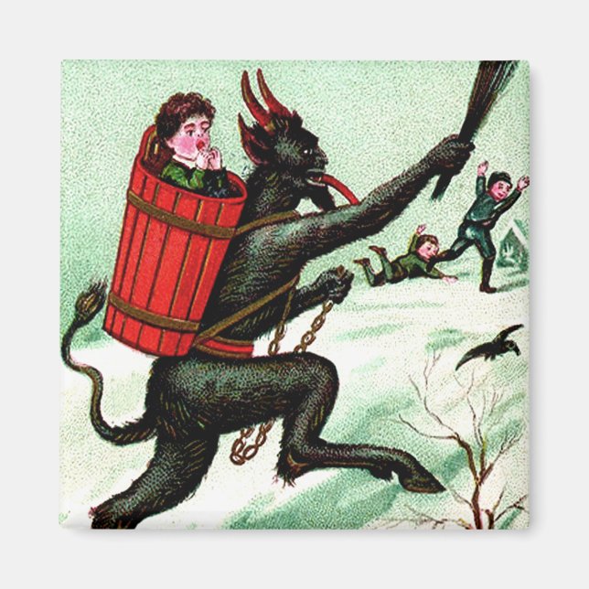 Krampus jagen schlechten Kindern Winterschnee Magnet (Vorne)