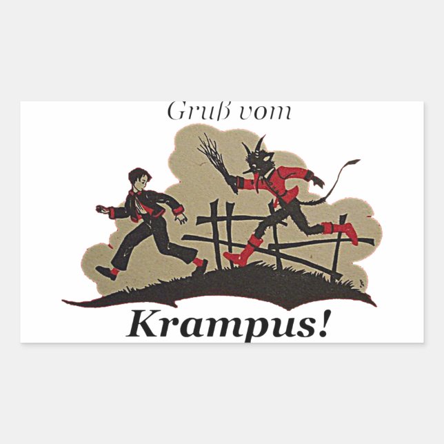 Krampus jagt Kind Rechteckiger Aufkleber (Vorderseite)