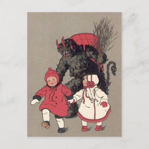 Krampus jagt Kinder Rute Postkarte
