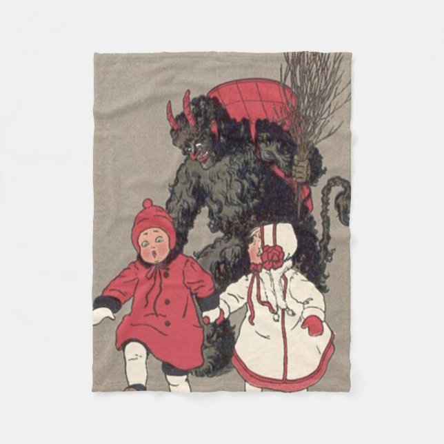 Krampus jagt Kinder Schalter Fleecedecke (Vorderseite)