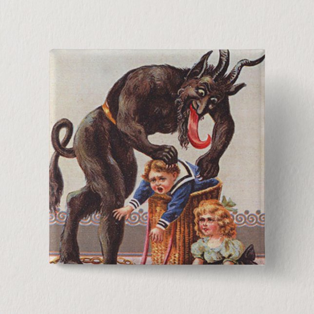 Krampus Kidnapping Children Button (Vorderseite)