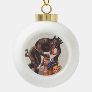Krampus Kidnapping Children Keramik Kugel-Ornament