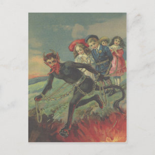 Krampus Kidnapping Children Postkarte