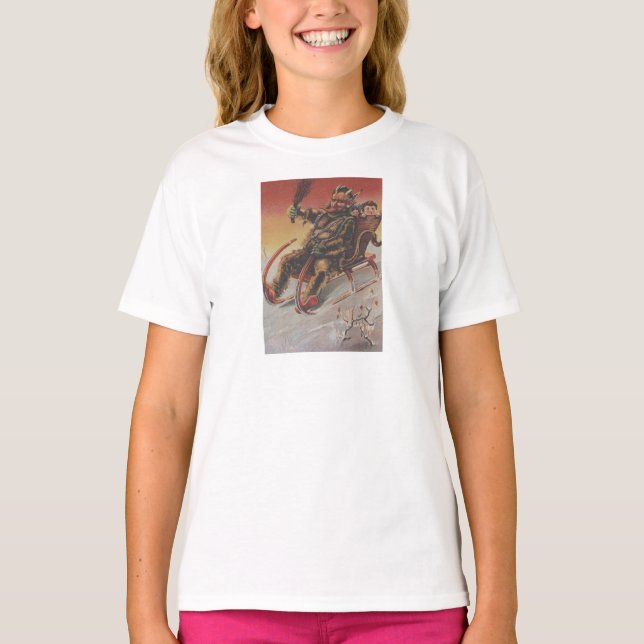 Krampus Kidnapping Children Sleigh T-Shirt (Vorderseite)