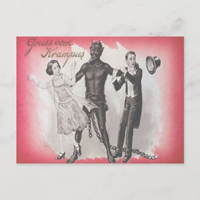 Krampus Kidnapping Couple Postkarte (Vorderseite)