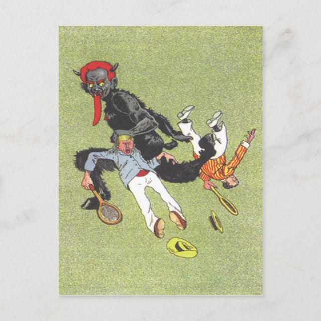 Krampus Kidnapping Men Postkarte (Vorderseite)