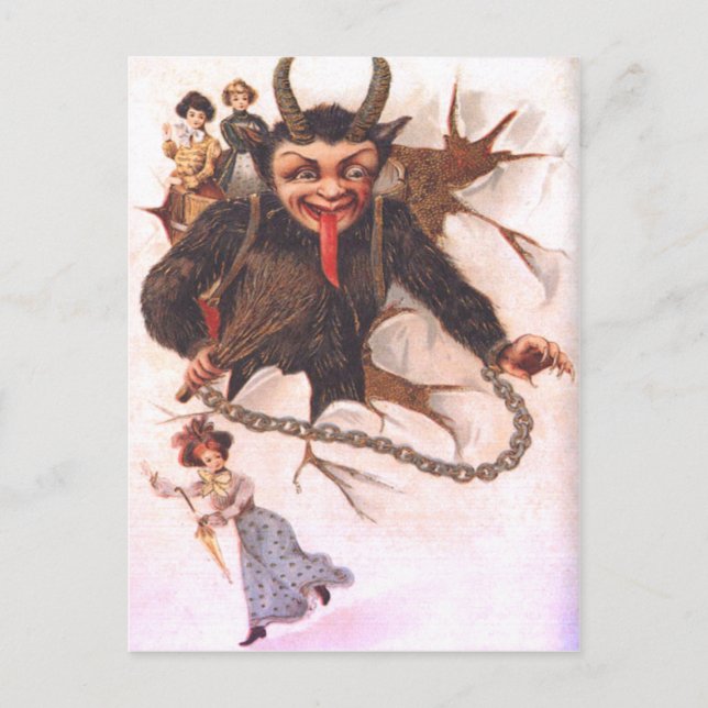 Krampus Kidnapping Women Postkarte (Vorderseite)