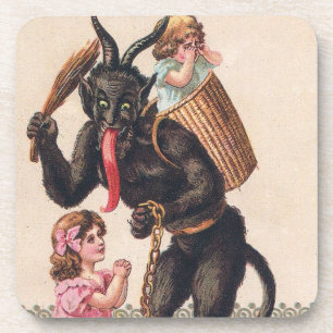 Krampus Kidnaps Girls Vintag Weihnachten Getränkeuntersetzer