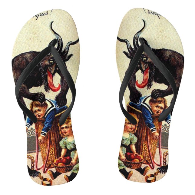 Krampus Kids Basket Holiday Weihnachten Flip Flops (Fußbett)