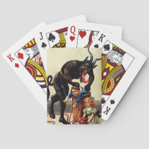 Krampus-Kinder im Korb Weihnachtsgrüße Spielkarten