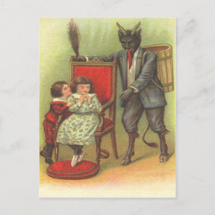Krampus kommt für die bösen Kinder Postkarte