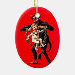 Krampus kommt für schlechte Kinder Weihnachtsbaums Keramikornament