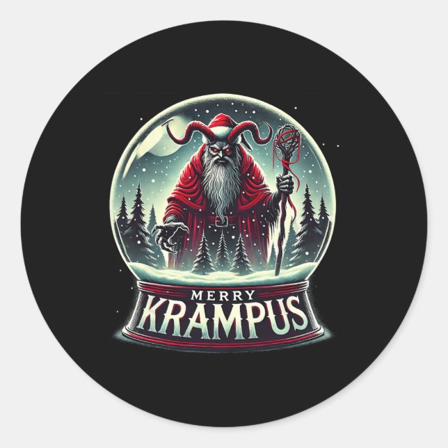 Krampus kommt nach Horror Merry Krampus Chr Runder Aufkleber (Vorderseite)